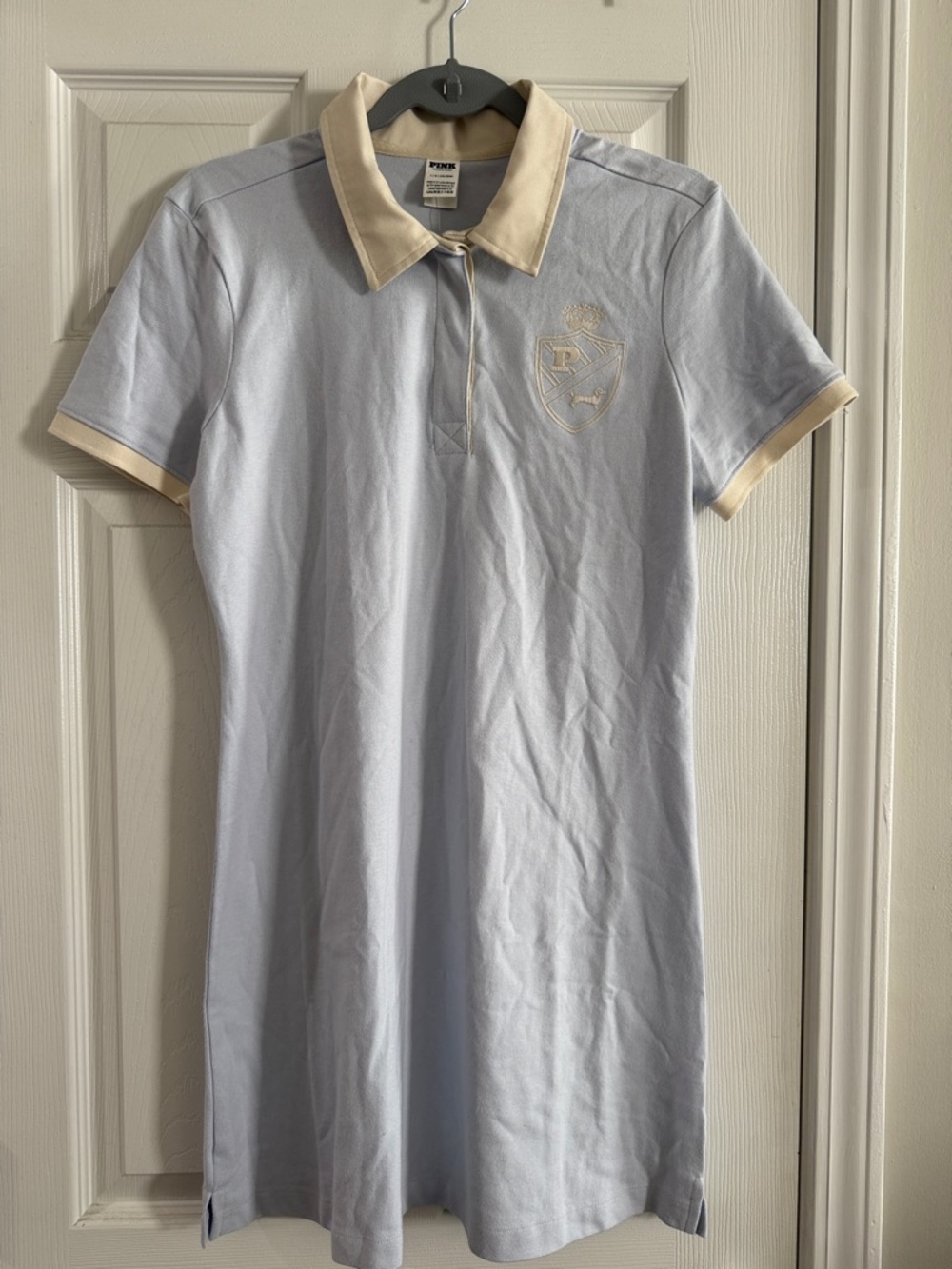 PINK Victoria's Secret Light Blue Polo Dress with Cream Trim